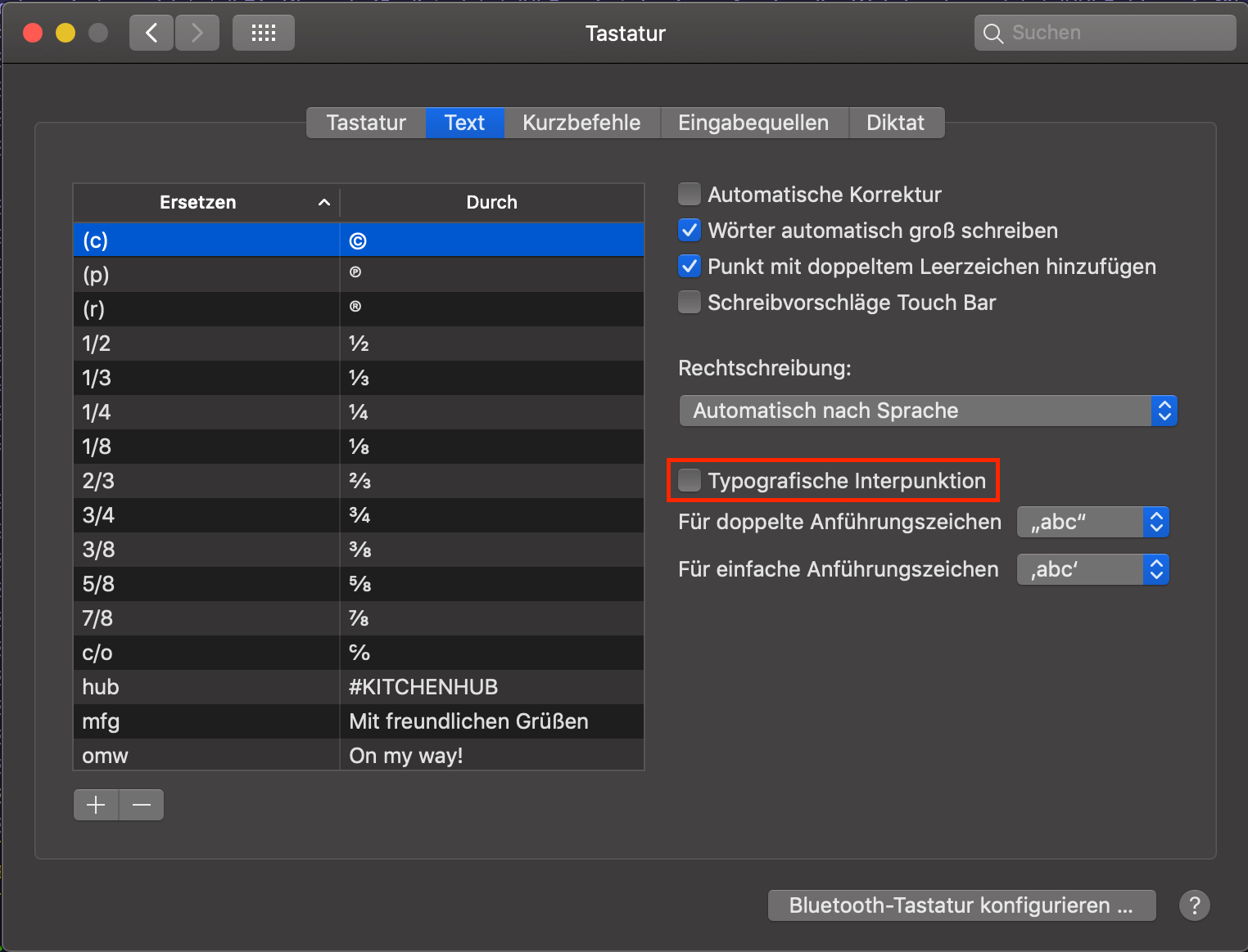 Typografische Interpunktion unter macOS